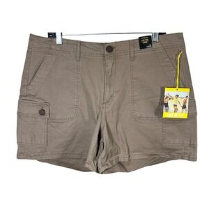 ONE 5 ONE Women's Mocha Mid Rise‎ Cargo Shorts Size 16/33 Brand New